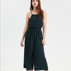 [American Eagle] Green plaid jumpsuit